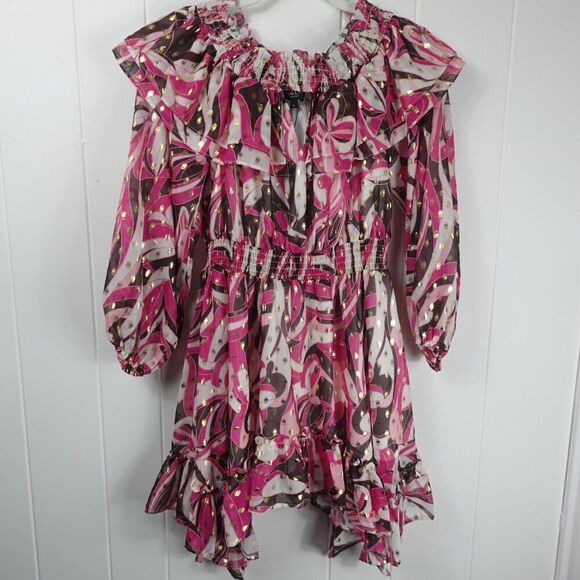 Beulah Style Womens Ruffled Smocked Tunic Large - Picture 1 of 14